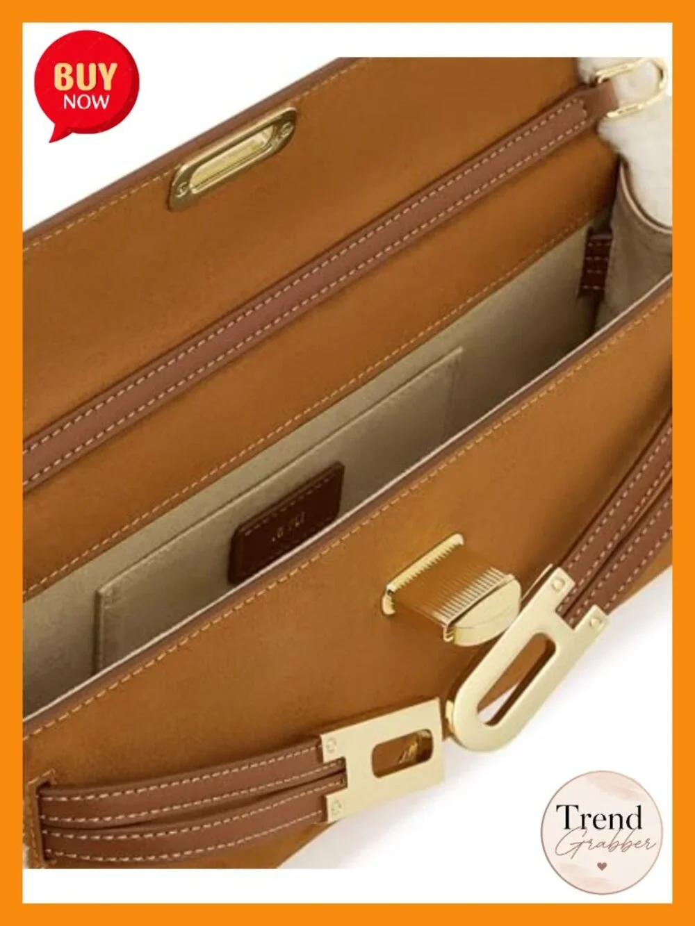 Faux Suede Structured Satchel Handbag with Gold Hardware, Crossbody Strap